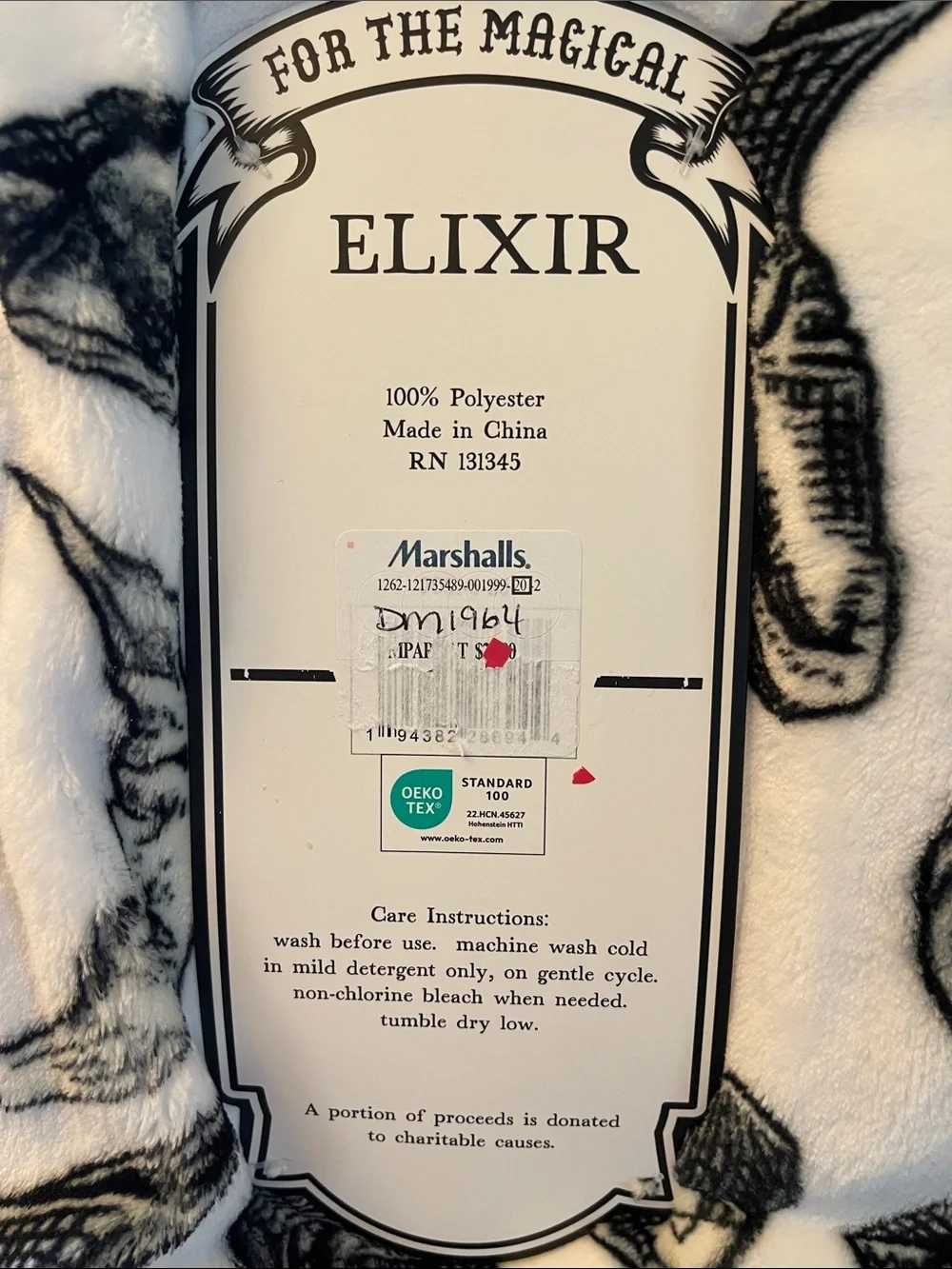 Madame Troussou’s Apothecary Plush Throw - Black and White